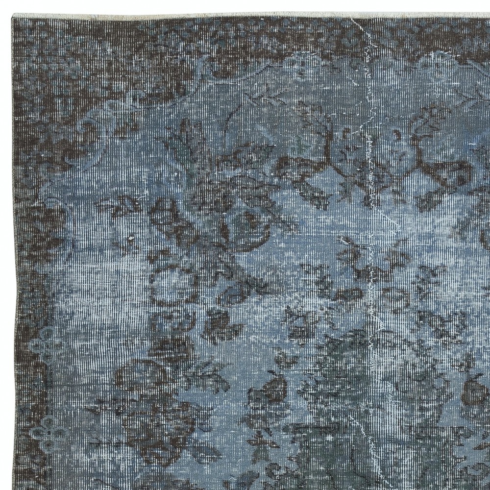 Modern Handmade Blue Color Turkish Wool Area Rug with Medallion Design
