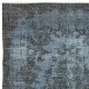 Modern Handmade Blue Color Turkish Wool Area Rug with Medallion Design