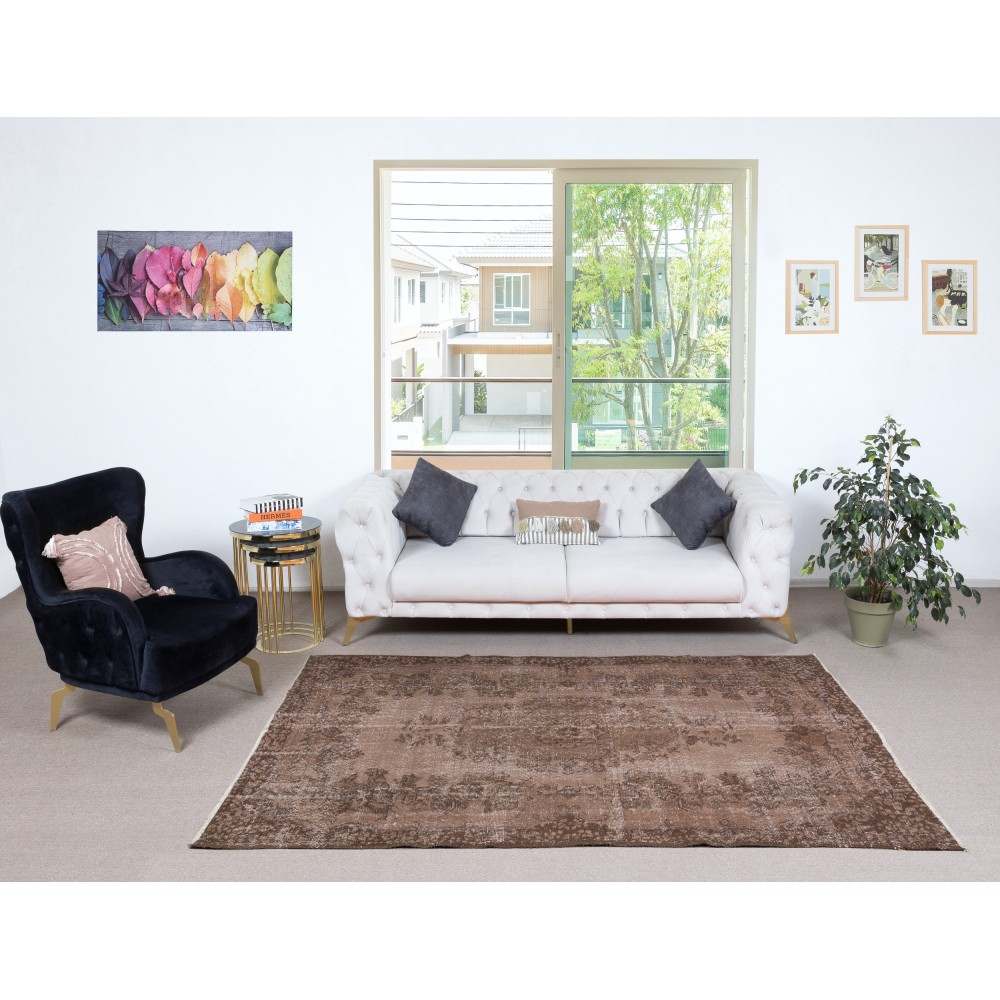 Brown Handmade Turkish Area Rug for Modern Interiors