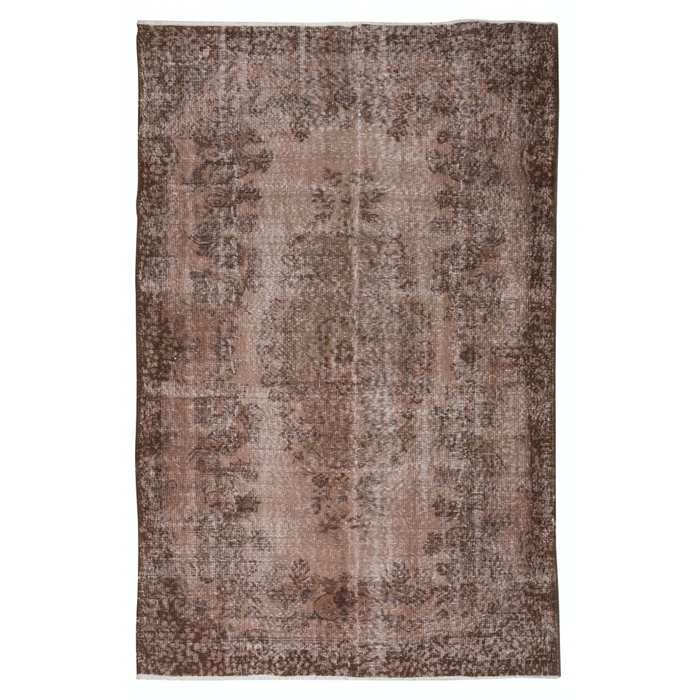 Brown Handmade Turkish Area Rug for Modern Interiors