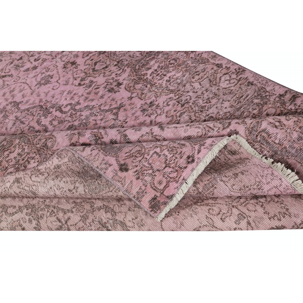 Modern Wool Area Rug. Handmade in Turkey. Pink Color Living Room Rug