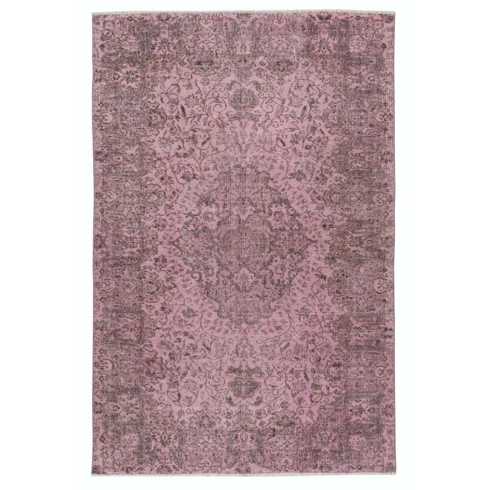 Modern Wool Area Rug. Handmade in Turkey. Pink Color Living Room Rug