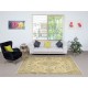 Contemporary Handmade Turkish Area Rug with Floral Garden Design in Yellow Background