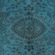 Modern Handmade Turkish Area Rug Over-Dyed in Blue. Woolen Floor Covering