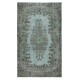 Contemporary Blue Area Rug with Medallion Design. Hand-Knotted in Turkey