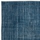 Hand Knotted Solid Navy Blue Color Area Rug, Modern Handmade Turkish Floor Covering