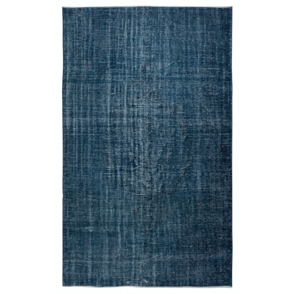 Hand Knotted Solid Navy Blue Color Area Rug, Modern Handmade Turkish Floor Covering