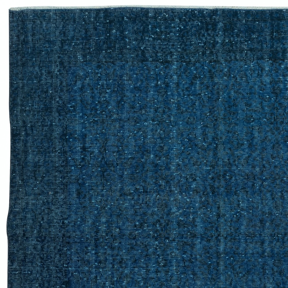 Solid Blue Area Rug for Modern Interiors, Handmade in Turkey
