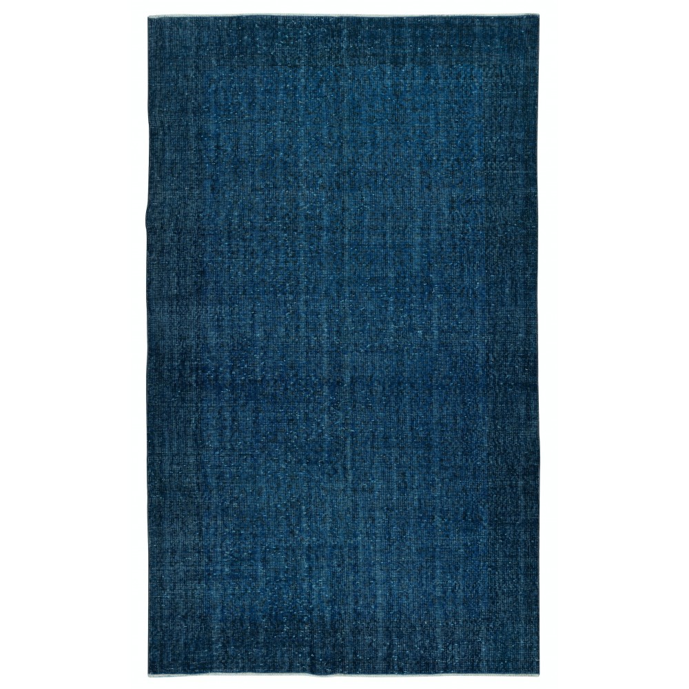 Solid Blue Area Rug for Modern Interiors, Handmade in Turkey