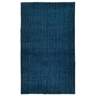Solid Blue Area Rug for Modern Interiors, Handmade in Turkey