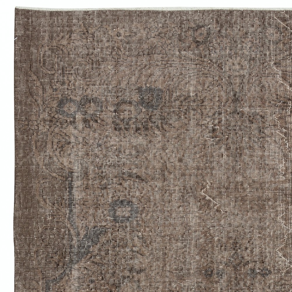 Modern Turkish Floor Rug in Brown Color. Hand Knotted Area Rug for Kitchen and Living Room
