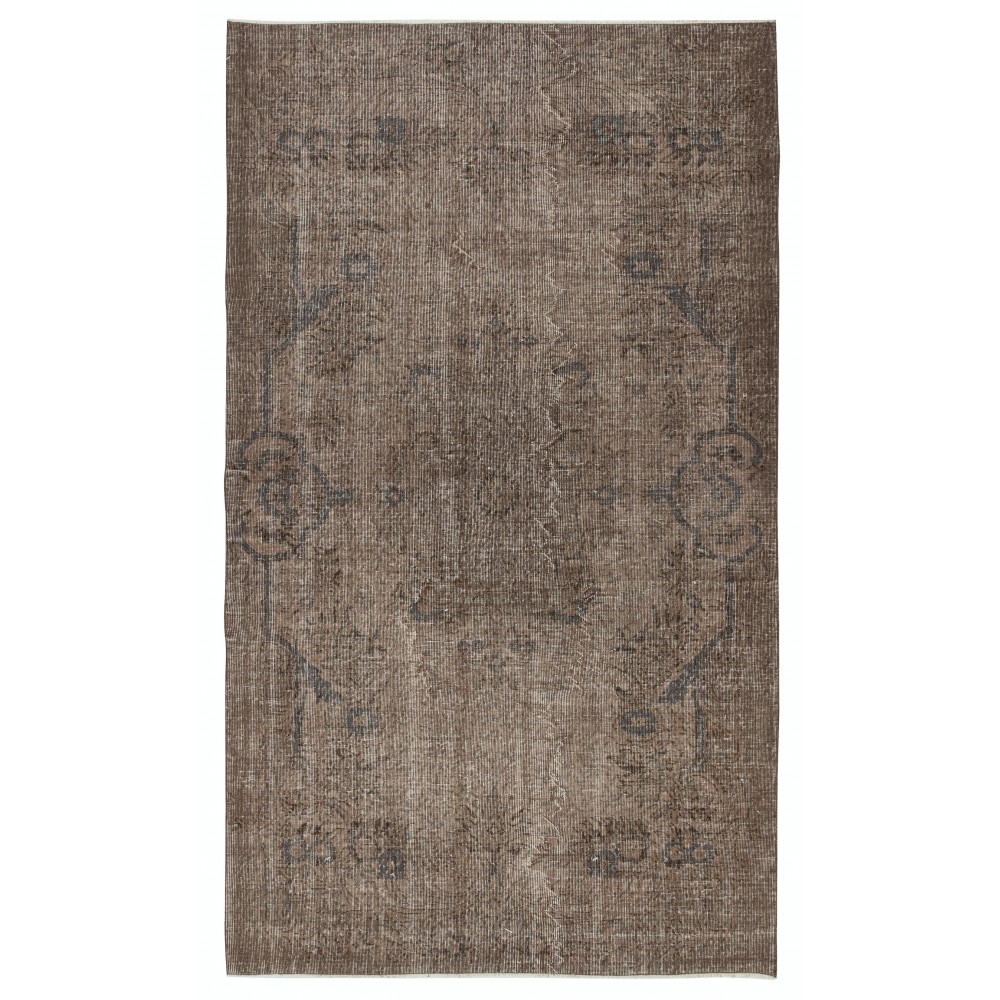 Modern Turkish Floor Rug in Brown Color. Hand Knotted Area Rug for Kitchen and Living Room
