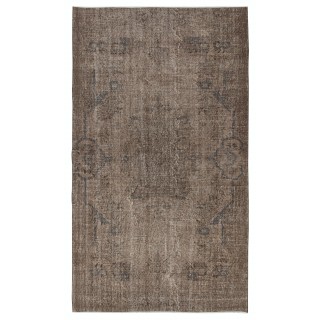 Vintage Turkish Rug in Brown Color. Hand Knotted Area Rug for Kitchen and Living Room