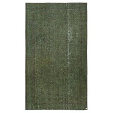 Hand-Knotted Turkish Wool Area Rug in Dark Green. Modern Handmade Floor Covering