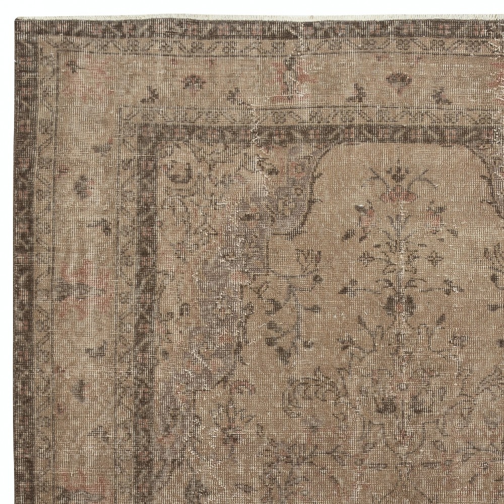 Handmade Bohemian Style Area Rug. Modern Brown Color Rug