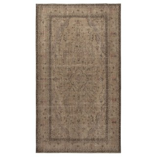 Vintage Handmade Turkish Area Rug in Brown Color