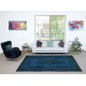 Navy Blue Color Handmade Turkish Area Rug for Contemporary Interiors