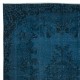 Navy Blue Color Handmade Turkish Area Rug for Contemporary Interiors