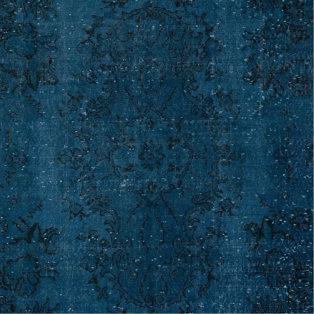 Navy Blue Color Handmade Turkish Area Rug for Contemporary Interiors