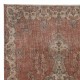 One of a kind Vintage Handmade Turkish Area Rug, Red 1960s Carpet with Medallion Design