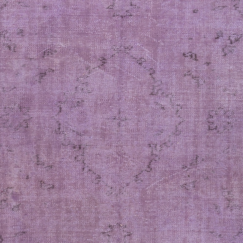 Vintage Handmade Turkish Area Rug redyed in Purple Color for modern interiors