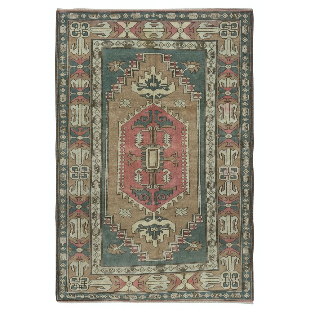 One of a kind Vintage Handmade Turkish Area Rug. 100% Wool