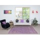Vintage Handmade Turkish Area Rug redyed in Purple Color for modern interiors