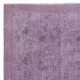 Vintage Handmade Turkish Area Rug redyed in Purple Color for modern interiors