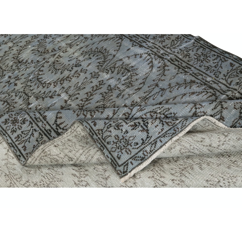 Contemporary Handmade Turkish Wool Area Rug in Stone Blue Color