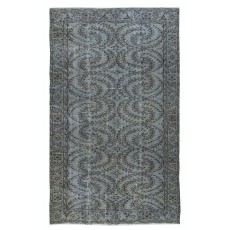 Contemporary Handmade Turkish Wool Area Rug in Stone Blue Color