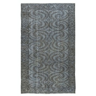 Contemporary Handmade Turkish Wool Area Rug in Stone Blue Color