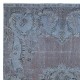 Vintage Handmade Turkish Area Rug redyed in Blue Color for modern interiors