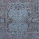Vintage Handmade Turkish Area Rug redyed in Blue Color for modern interiors