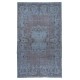 Vintage Handmade Turkish Area Rug redyed in Blue Color for modern interiors