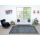 Contemporary Handmade Blue Color Turkish Wool Area Rug with Floral Design