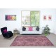 Modern Pink Color Over-Dyed Rug. Handmade Turkish Floor Rug. Bohemian Home Decor