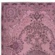 Modern Pink Color Over-Dyed Rug. Handmade Turkish Floor Rug. Bohemian Home Decor