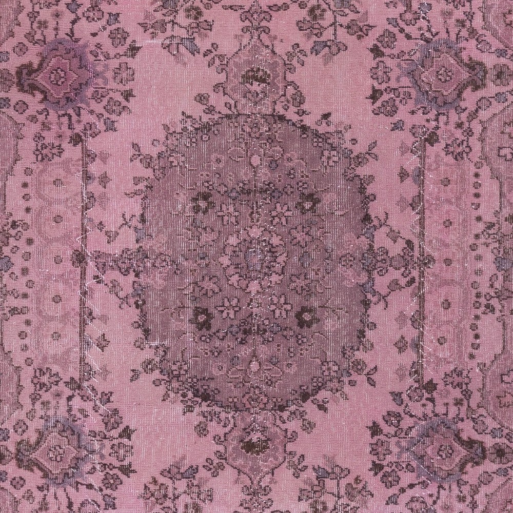 Modern Pink Color Over-Dyed Rug. Handmade Turkish Floor Rug. Bohemian Home Decor