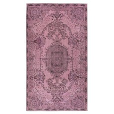 Modern Pink Color Over-Dyed Rug. Handmade Turkish Floor Rug. Bohemian Home Decor