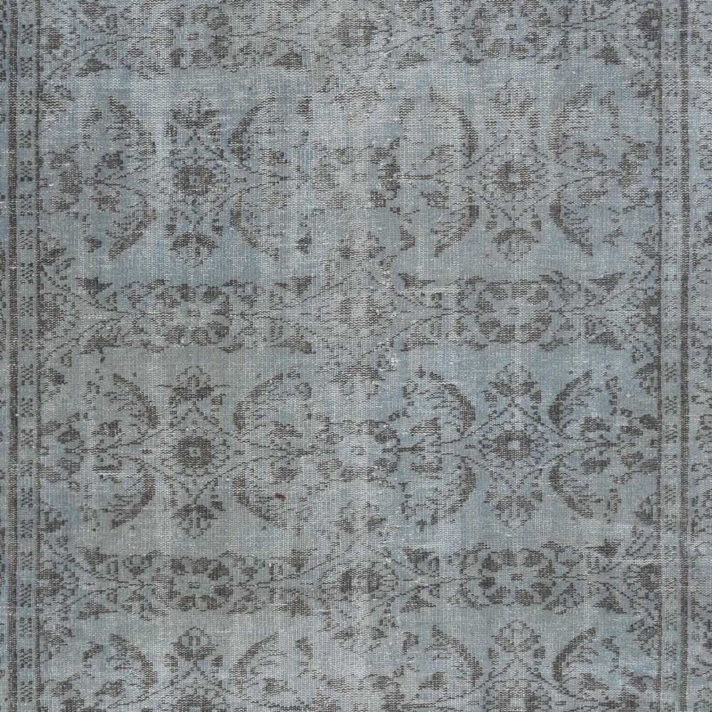 Decorative Handmade Turkish Wool Area Rug in Blue. Modern Floor Covering