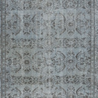 Decorative Handmade Turkish Wool Area Rug in Blue. Modern Floor Covering