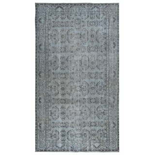 Decorative Handmade Turkish Wool Area Rug in Blue. Modern Floor Covering