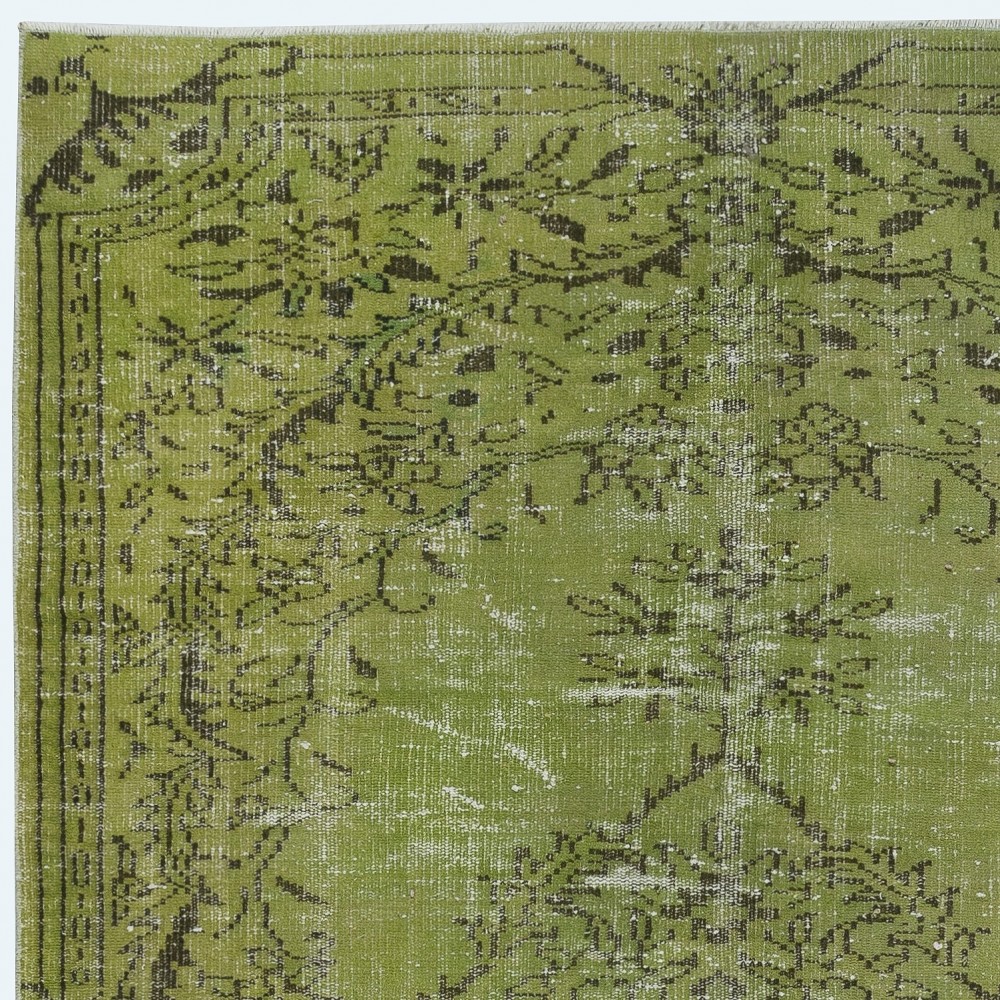 Contemporary Handmade Turkish Wool Area Rug in Green