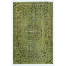 Contemporary Handmade Turkish Wool Area Rug in Green