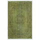 Contemporary Handmade Turkish Wool Area Rug in Green
