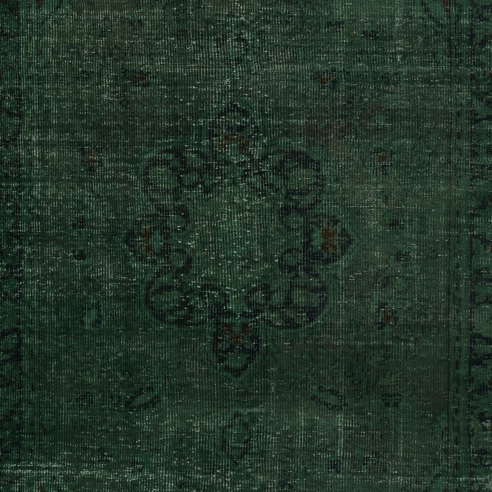 Modern Wool Area Rug in Dark Green. Hand-Knotted in Turkey