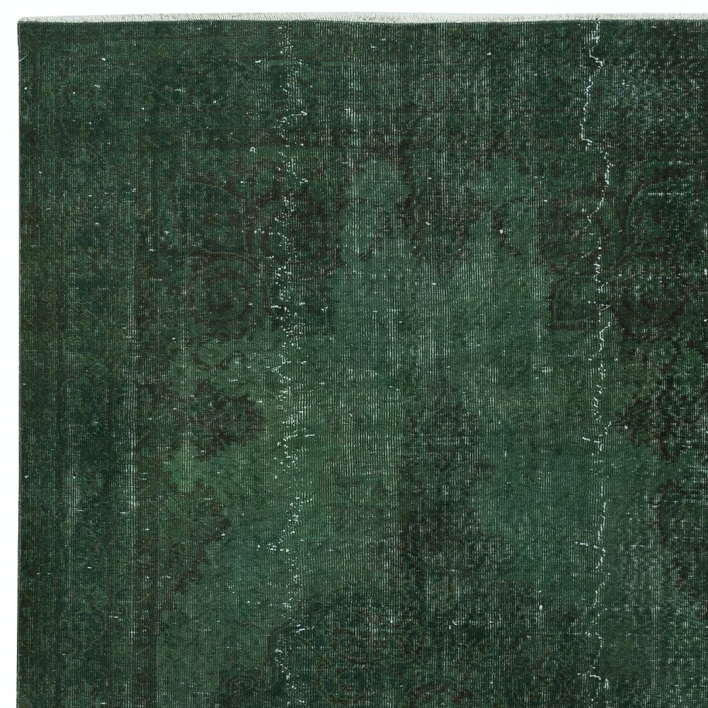 Modern Area Rug in Dark Green, Hand-woven and Hand-knotted in Turkey
