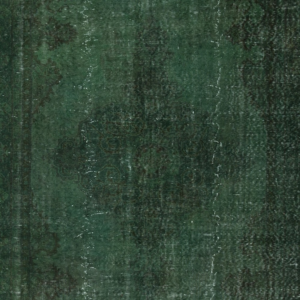 Modern Area Rug in Dark Green, Hand-woven and Hand-knotted in Turkey