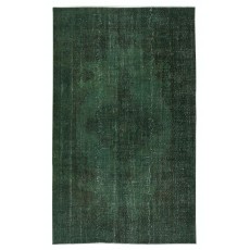 Modern Area Rug in Dark Green, Hand-woven and Hand-knotted in Turkey
