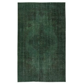 Modern Area Rug in Dark Green, Hand-woven and Hand-knotted in Turkey